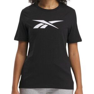 Reebok Womens Vector Graphic Tee Black S Crewneck Cotton Blend S